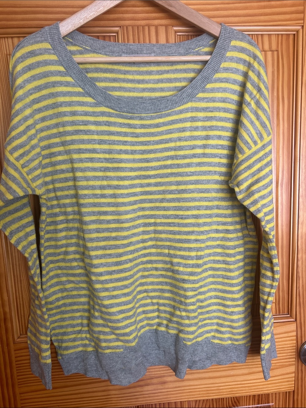 Yellow and gray striped sweater